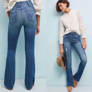 Mother Patch Pocket Hustler Flare Jeans in Natural Born Hustler Size 26